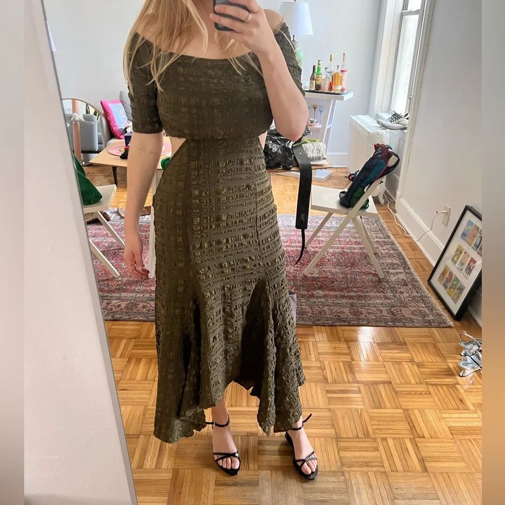 NWT Cult Gaia Green MIDI Dress sz L - Picture 1 of 5